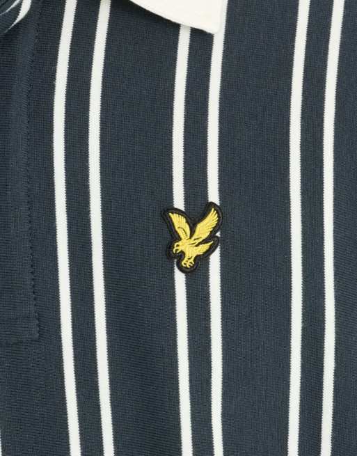 Lyle & Scott capa intermedia de rugby a rayas verticales en azul marino oscuro/blanco, 5 de 6
