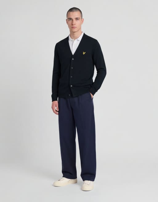 Lyle & Scott - Cárdigan azul marino oscuro clásico de punto de grosor medio, 3 de 6