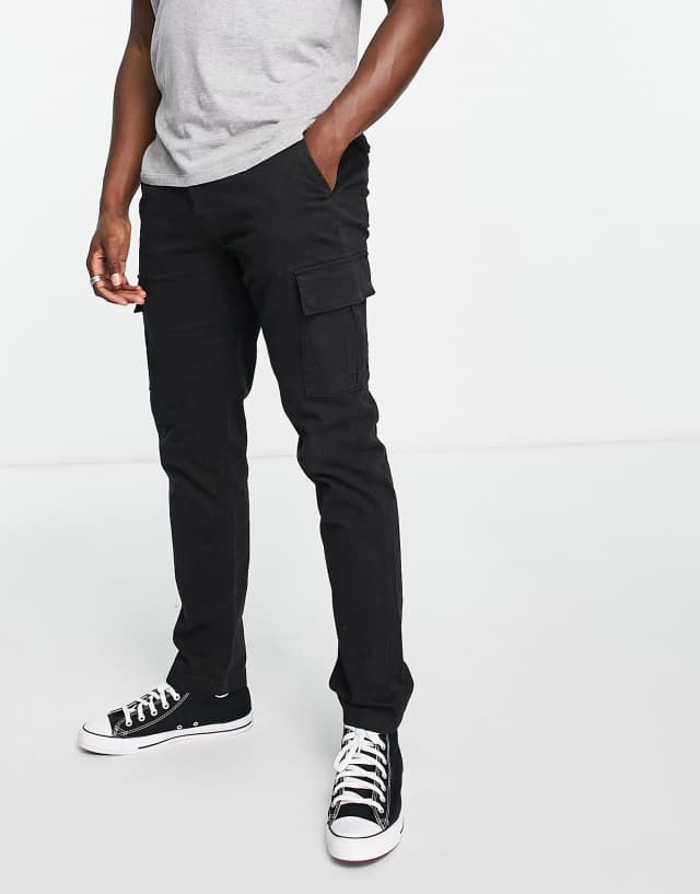 Lyle & Scott cargo slim fit pants in black