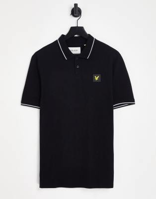 lyle & scott - casuals - svart pikétröja med märkeslogga-svart/a