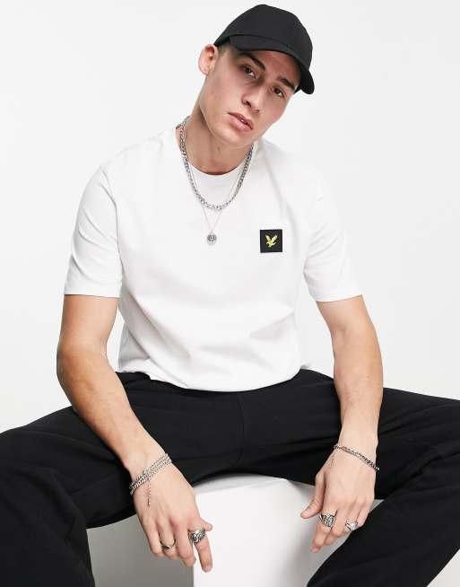 Lyle & Scott - Casuals - T-shirt con etichetta con logo, colore bianco 