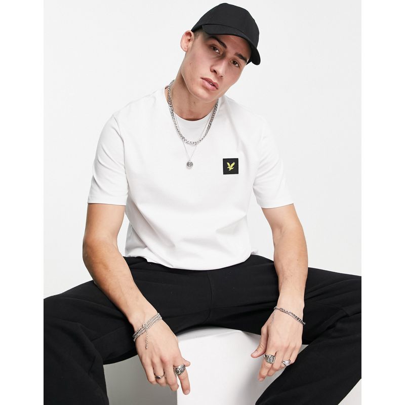 9xZba Uomo Lyle & Scott - Casuals - T-shirt con etichetta con logo, colore bianco 