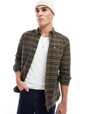 Lyle & Scott icon logo check flannel shirt in glenshee burgundy - ASOS Price Checker