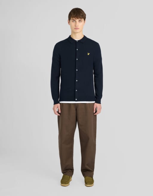 Lyle & Scott chemise en maille en coton et mérinos bleu marine foncé, 2 de 6