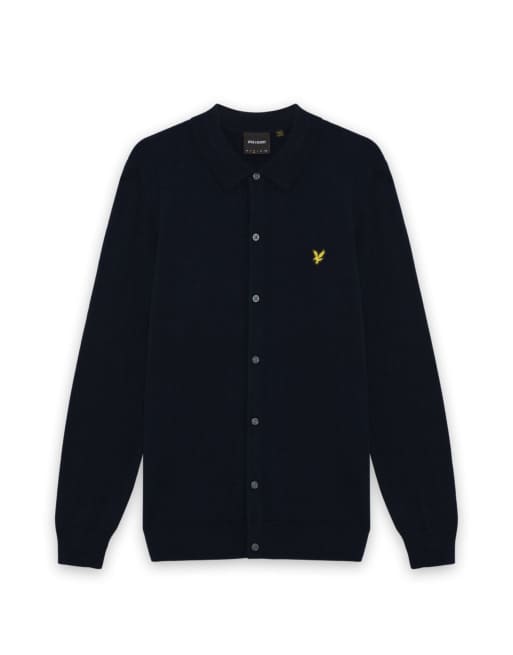 Lyle & Scott chemise en maille en coton et mérinos bleu marine foncé, 5 de 6