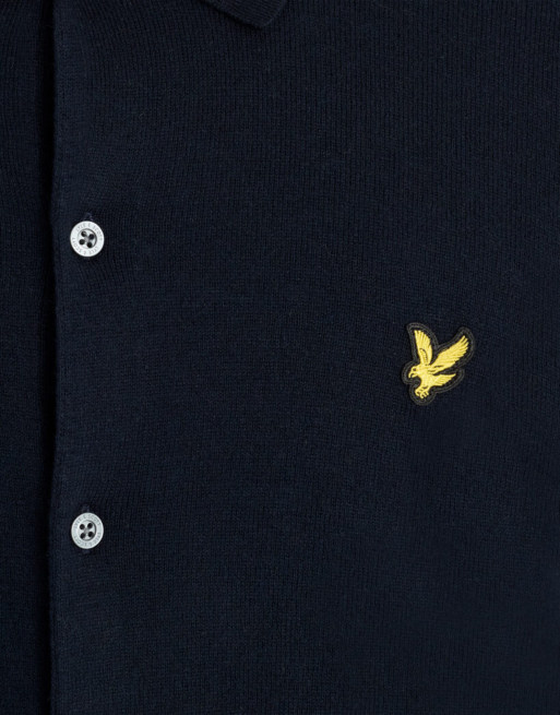 Lyle & Scott chemise en maille en coton et mérinos bleu marine foncé, 6 de 6