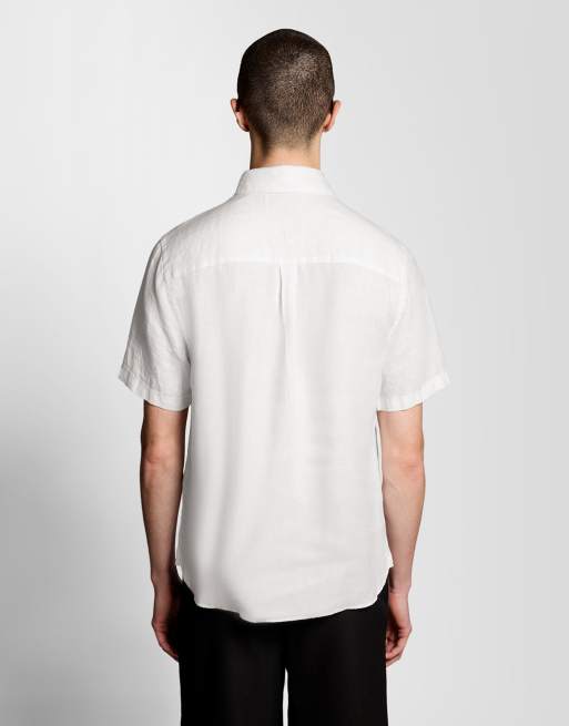Lyle & Scott chemise tissée à manches courtes en lin 626 blanc, 4 de 6