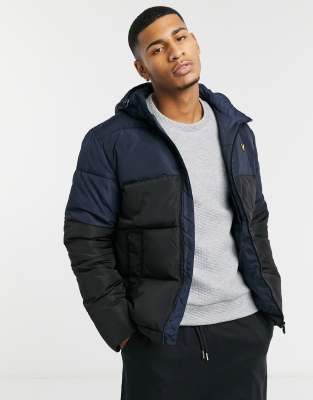 lyle and scott colour block puffer jacket
