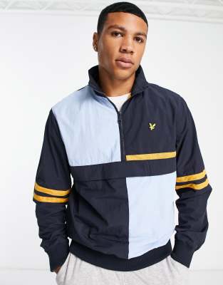 Lyle & Scott colour block track jacket in blue - ASOS Price Checker