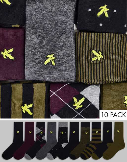 Lyle & Scott - Confezione da 10 paia di calzini multicolore 