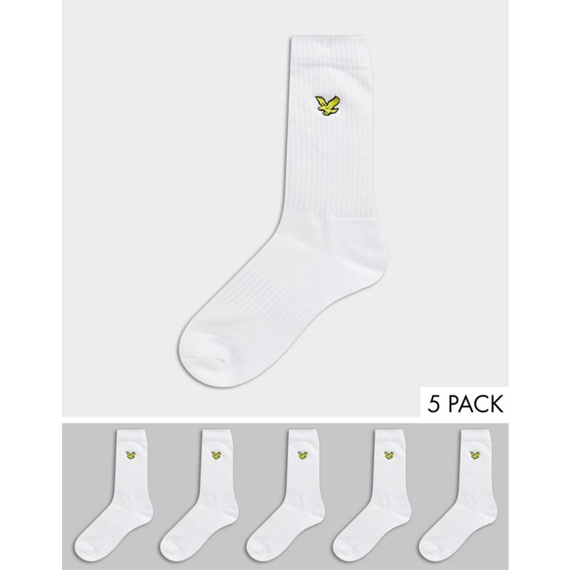 aYPSU Calzini Lyle & Scott - Confezione da 5 paia di calzini sportivi bianchi