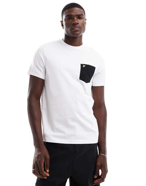 Lyle & Scott contrast pocket t-shirt in white/black - view 1