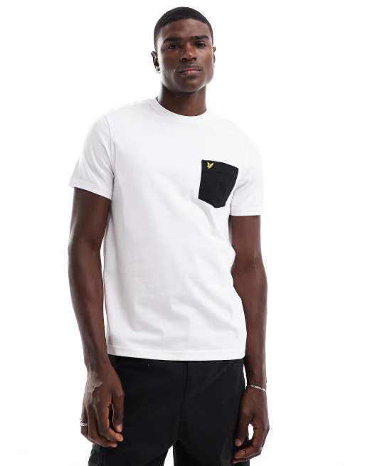 Lyle & Scott contrast pocket t-shirt in white/black