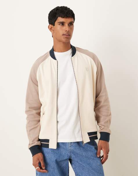 Lyle & Scott   contrast raglan bomber in  cobblestone    - view 1