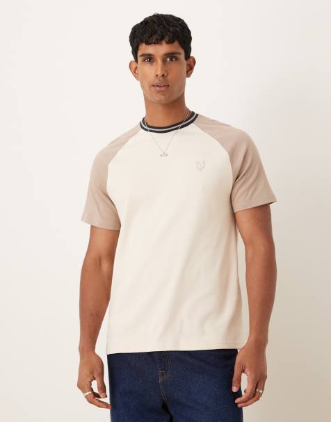 Lyle & Scott   contrast raglan t-shirt in  cobblestone - view 1