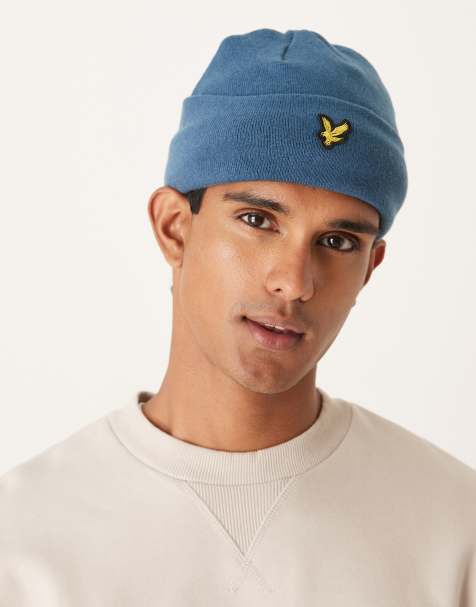 Lyle & Scott  cotton merino beanie in  deep water  - view 1