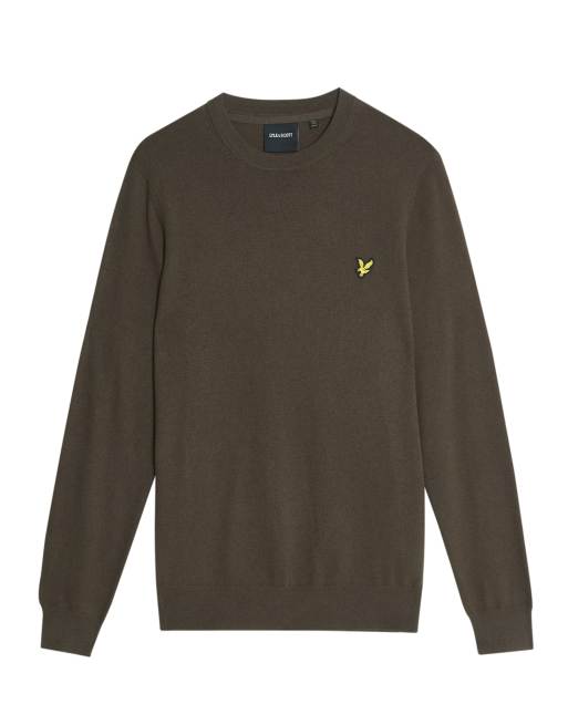 Lyle & Scott cotton merino crew neck jumper in espresso  , 5 of 7