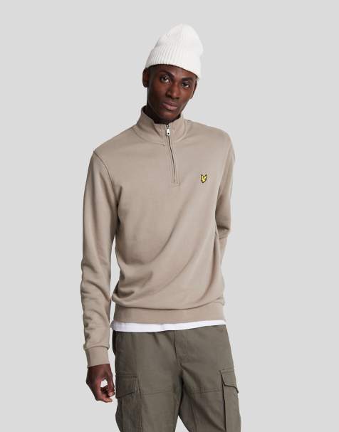 Lyle & Scott cotton merino quarter zip jumper in   grey marl 