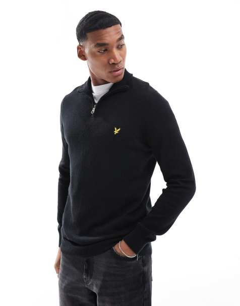 Lyle & Scott cotton merino turtleneck jumper in black - view 1