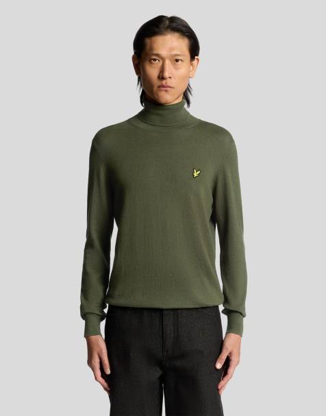 Lyle & Scott cotton merino turtleneck jumper in  deep depths  - view 1