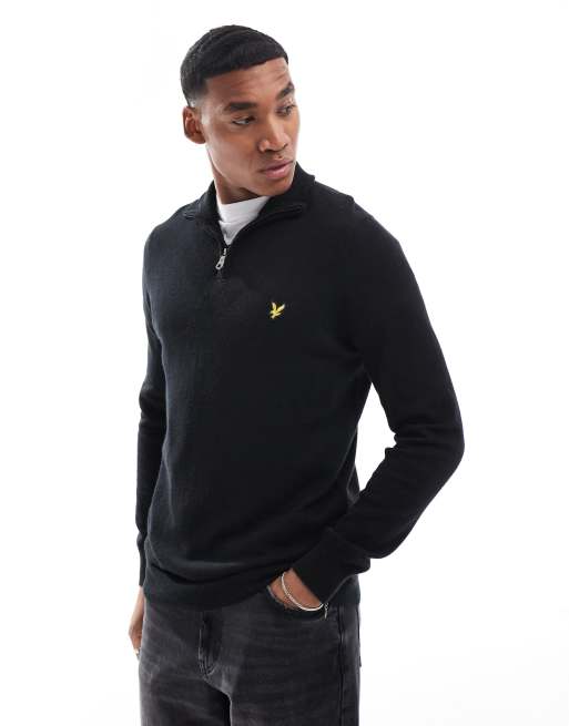 Lyle & Scott cotton merino turtleneck sweater in black