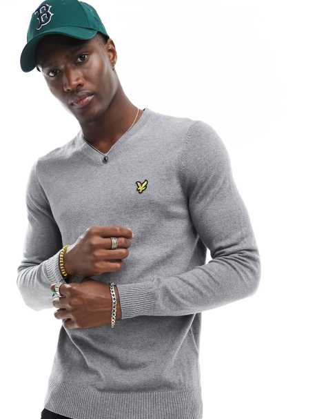 Grey cable outlet knit jumper mens