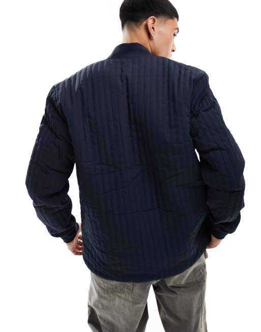 Lyle & Scott - Doorgestikt jack met borgvoering en icoonlogo in marineblauw, 4 van 4