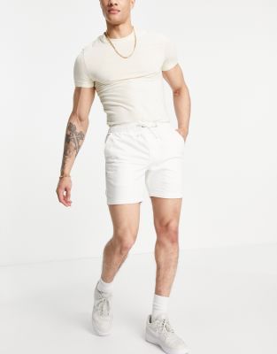 Lyle & Scott Lyle & Scott elasticated waist denim shorts in white