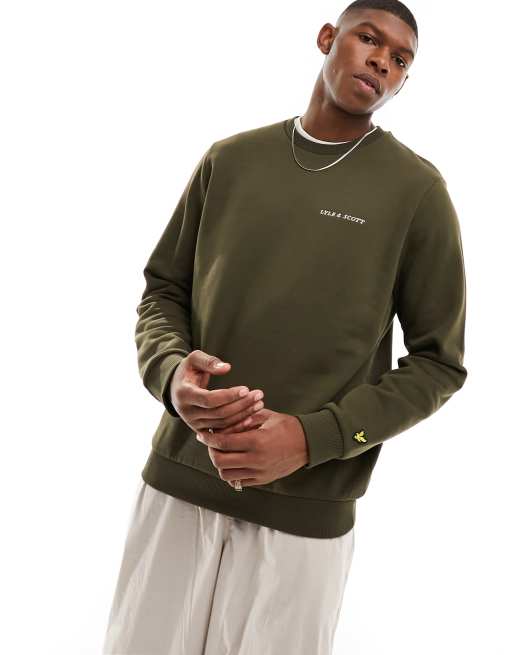 Lyle Scott Embroidered Crew Neck Sweatshirt in Green ASOS