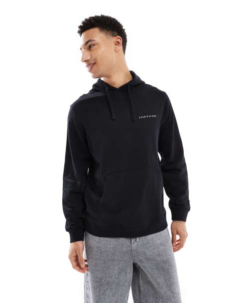 Lyle & Scott embroidered hoodie in black/white - view 1