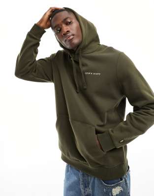 Lyle & Scott embroidered logo hoodie in olive green - ASOS Price Checker