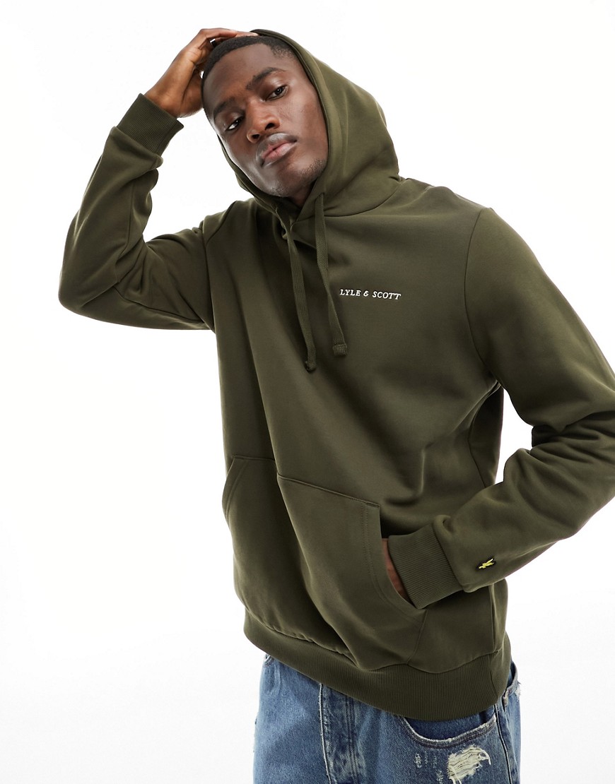 Lyle & Scott embroidered logo hoodie in olive green