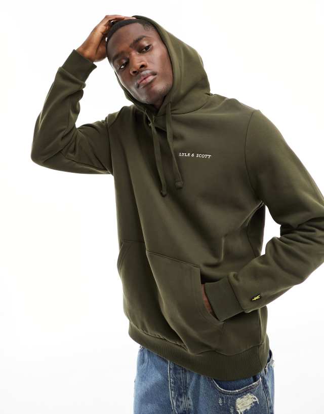 Lyle & Scott - embroidered logo hoodie in olive green