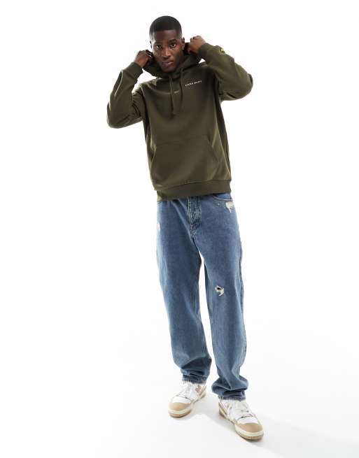 Lyle & Scott embroidered logo hoodie in olive green, 3 of 4