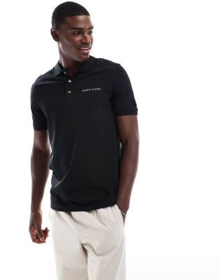 Lyle & Scott embroidered polo shirt in black/white - view 1