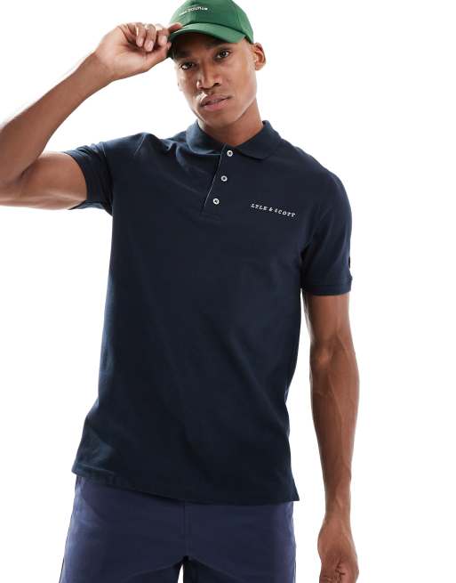 Lyle & Scott embroidered polo shirt in blue/white