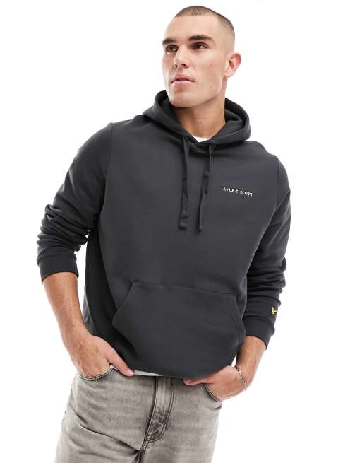 Lyle Scott Felpa con cappuccio grigio piombo con logo ricamato