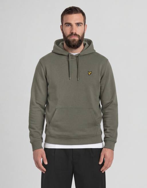 Lyle & Scott felpa con cappuccio midlayer in x569 khaki ash, 3 di 7