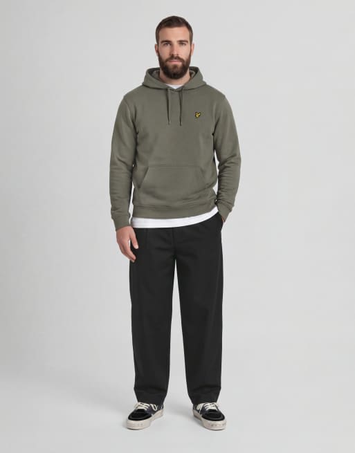 Lyle & Scott felpa con cappuccio midlayer in x569 khaki ash, 4 di 7