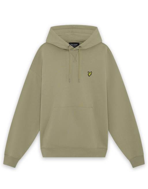Lyle & Scott felpa con cappuccio pullover pesante in tessuto loopback kaki fumé, 5 di 6