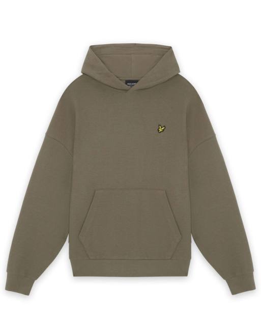 Lyle & Scott felpa con cappuccio strato intermedio a coste geometriche, kaki cenere, 5 di 6
