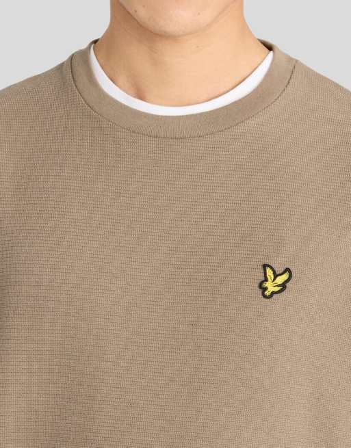 Lyle & Scott felpa girocollo midlayer a coste geometriche kaki cenere, 3 di 6