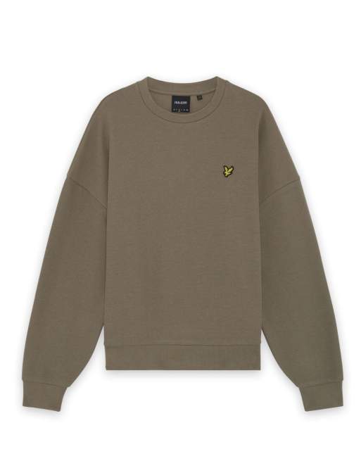 Lyle & Scott felpa girocollo midlayer a coste geometriche kaki cenere, 5 di 6
