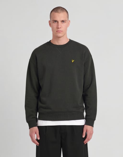Lyle & Scott felpa girocollo pesante in loopback, strato intermedio, grigio canna di fucile, 2 di 6