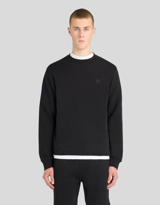 Lyle & Scott felpa girocollo superfine midlayer in z865 jet black, 6 di 7