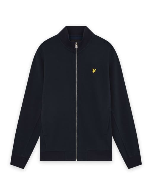 Lyle & Scott - Felpa mid layer in piqué blu navy scuro con zip, 5 di 5
