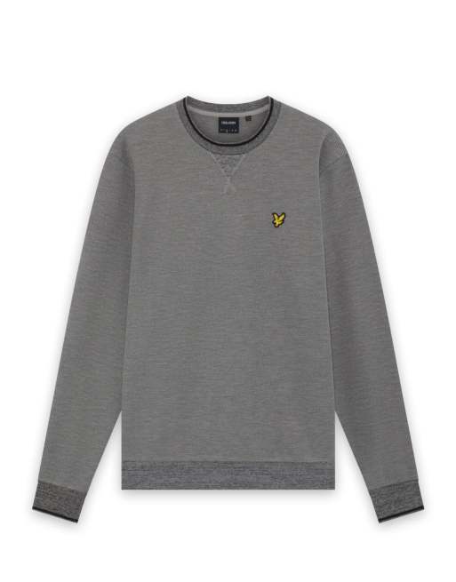 Lyle & Scott - Felpa mid layer in tessuto interlock nero mélange statico, 5 di 6