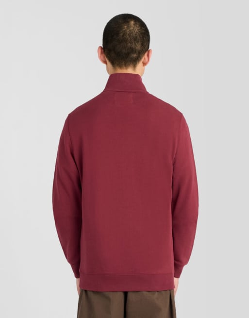 Lyle & Scott felpa midlayer superfine con zip corta in bordeaux fairway w976, 4 di 6