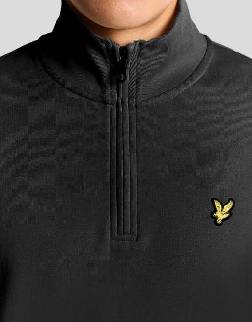 Lyle & Scott felpa pullover con zip corta da strato intermedio, marrone sella, 3 di 6