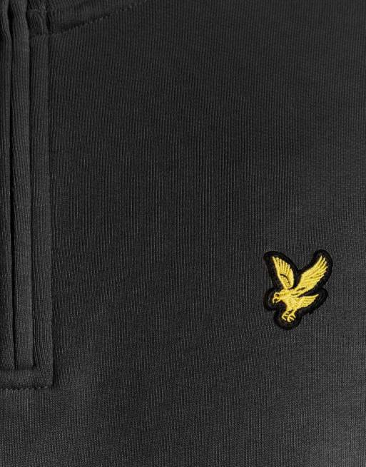 Lyle & Scott felpa pullover con zip corta da strato intermedio, marrone sella, 6 di 6